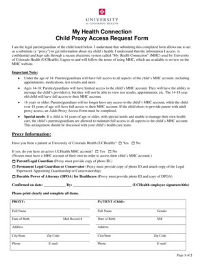 Child Proxy Access Request Form