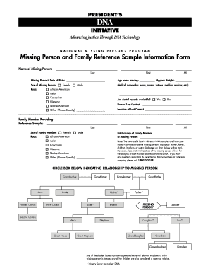 Missing Person DNA Reference Sample Form