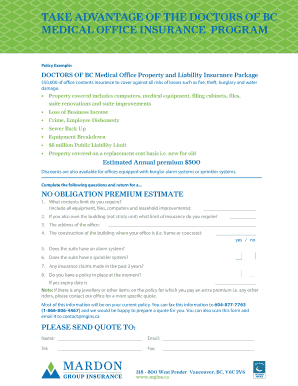 Doctors of BC Medical Office Insurance Application