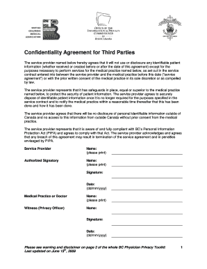 Confidentiality Agreement for Third Parties