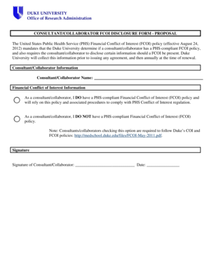 Consultant FCOI Disclosure bFormb - Proposal