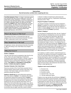 USCIS Form I-9 Employment Eligibility Verification