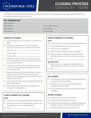 Texas Real Estate Closing Checklist
