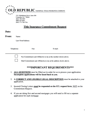 Title Insurance Commitment Request