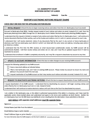 Debtor's Electronic Noticing Request