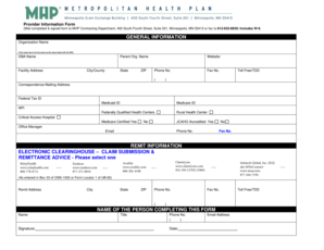Provider Information Form with W-9