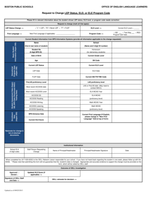 Request to Change LEP Status, ELD, or ELE Program Code