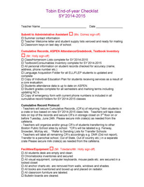 Tobin End-of-year Checklist SY2014-2015 - Tobin K-8 School - tobink8