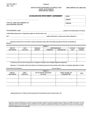 USDA Accelerated Repayment Agreement
