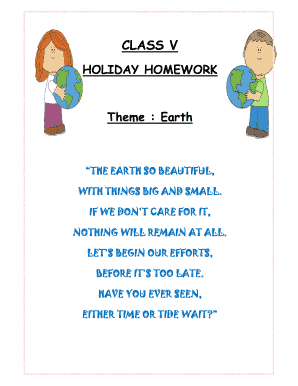 Class V Holiday Homework