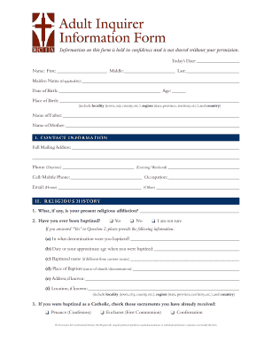 Adult Inquirer Information Form
