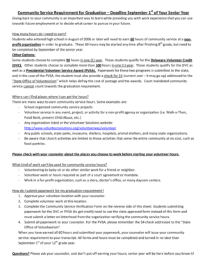 Delaware Community Service Verification Form