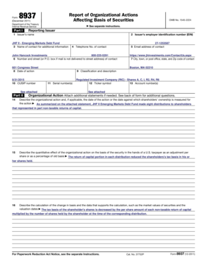 Form 8937 Report of Organizational Actions Affecting Basis of Securities
