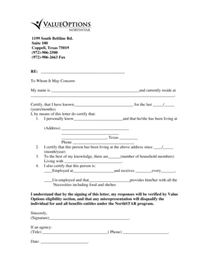 Residency Verification Letter
