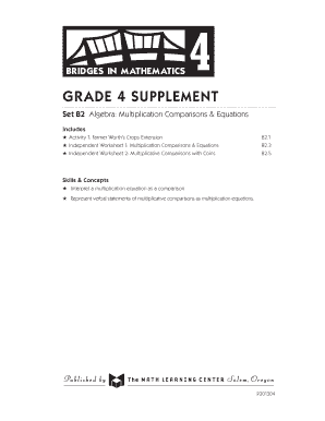 Grade 4 Multiplication Comparisons Worksheet
