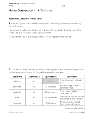 Home Connection 11 Worksheet