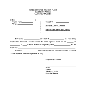 Motion for Continuance in Juvenile Court