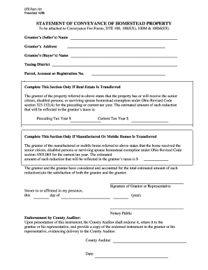 Ohio Statement of Conveyance of Homestead Property