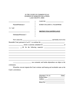 Motion for Continuance