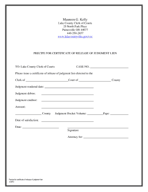 Certificate of Release of Judgment Lien