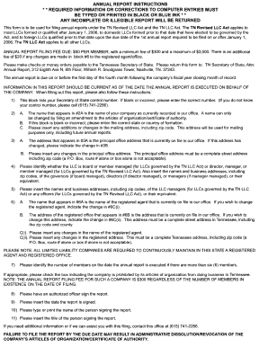 Tennessee LLC Annual Report Form