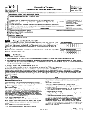 Form W-9 Request for Taxpayer Identification Number and Certification