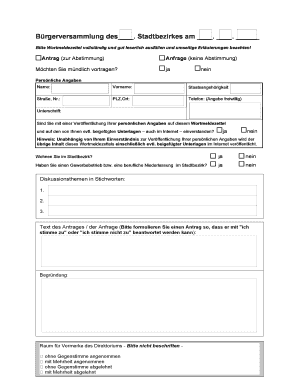 Bürgerversammlung des____. Stadtbezirkes am ____. ____. ______