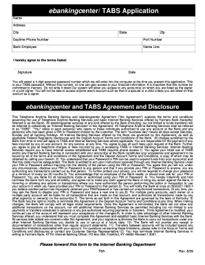 Farmers Bank TABS Application and Agreement