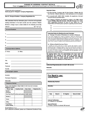 Citibank Change of Address Form