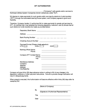 EFT Authorization Agreement