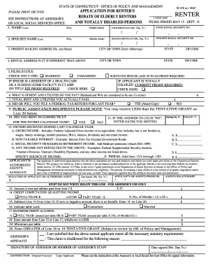 Connecticut Renter's Rebate Application
