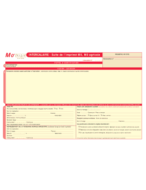 M0’ INTERCALAIRE - Suite de l’imprimé M0, M0 agricole