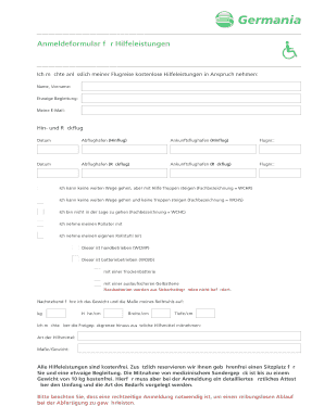 Anmeldeformular für Hilfeleistungen