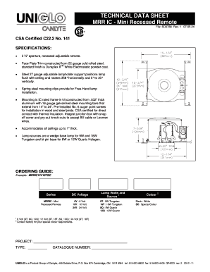 Mini Recessed Remote Technical Data Sheet