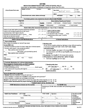 Asthma Medication Administration Form