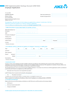 ANZ Superannuation Savings Account Employer Application