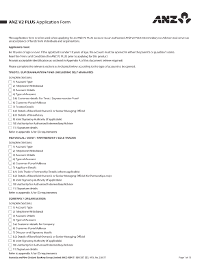 ANZ V2 PLUS Account Application Form