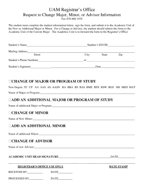 Request to Change Major, Minor, or Advisor Information