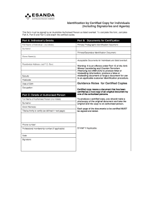 Australian Identification Certified Copy Form