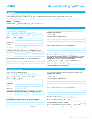 ANZ Account Opening Application