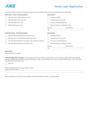 ANZ Home Loan Application