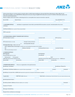 International Money Transfer Request Form