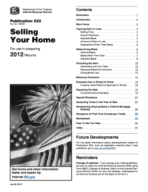 IRS Publication 523 Selling Your Home