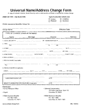 Universal Name Change Form