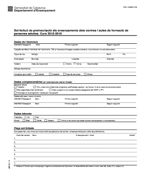 Catalonia Adult Education Pre-Registration Form