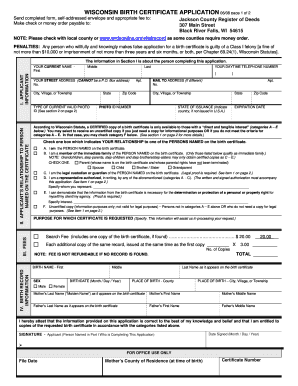 Wisconsin Birth Certificate Application