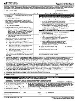 USPS Appointment Affidavit