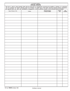 USPS Special Orders Form