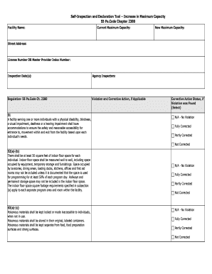Self-Inspection and Declaration Tool – Increase in Maximum Capacity