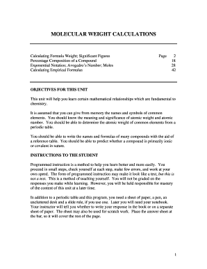 Chemistry Formula Weight Calculations